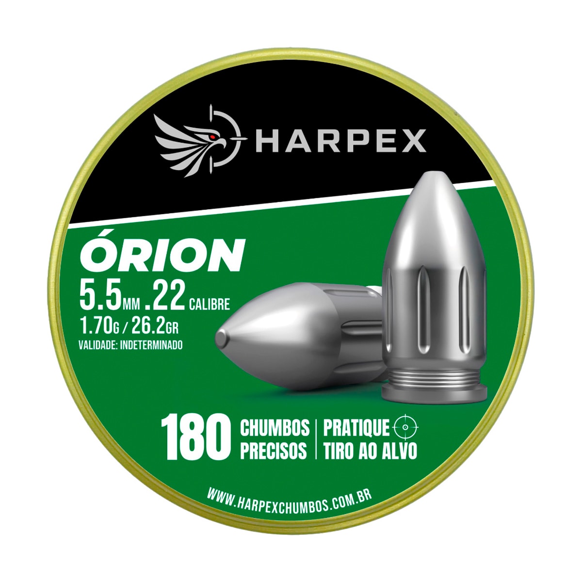 Chumbinho Órion 5.5mm Lata 180 Unidades - Harpex - Tubarão Center