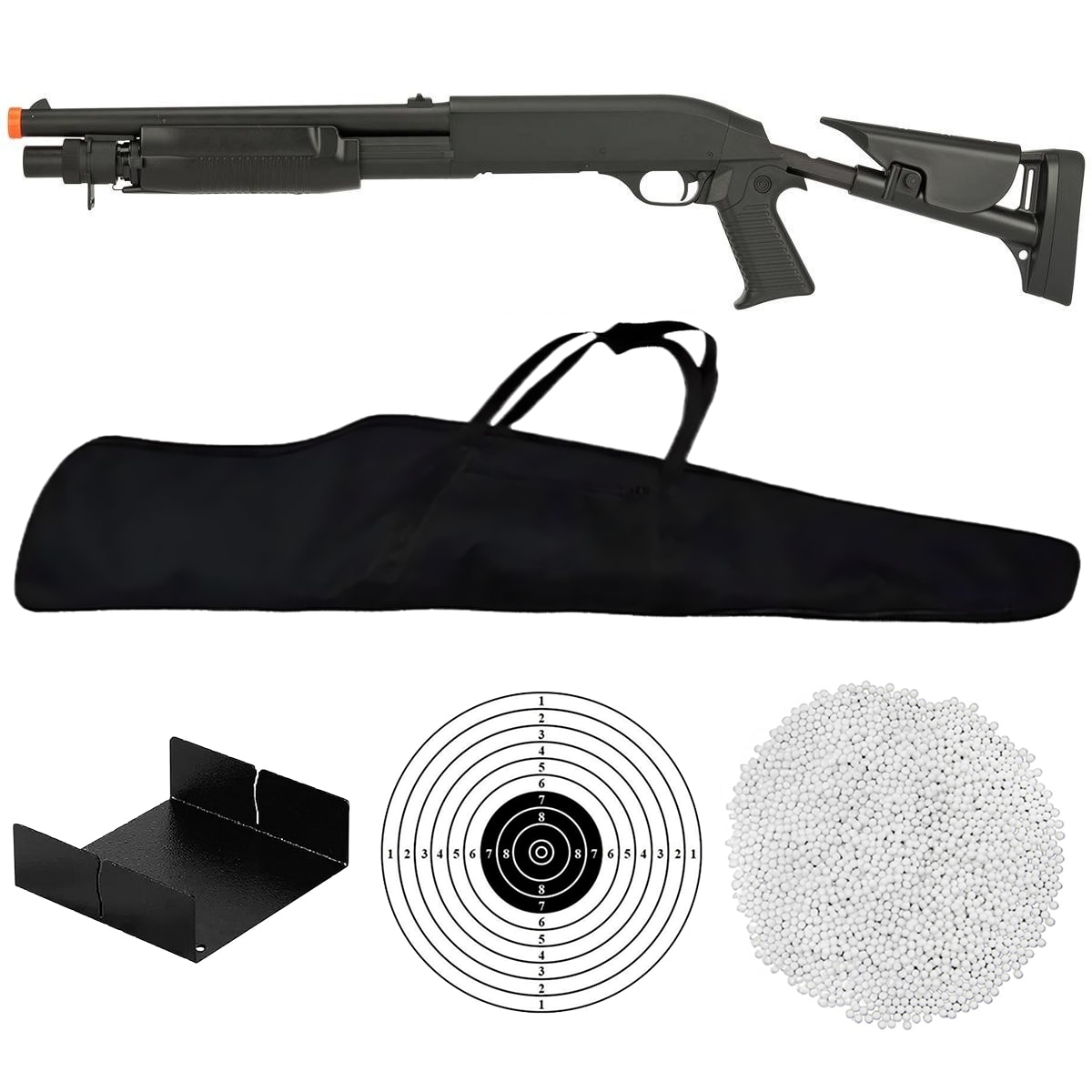Kit Rifle Shotgun AirSoft M56C Spring 6mm Preta - Double
