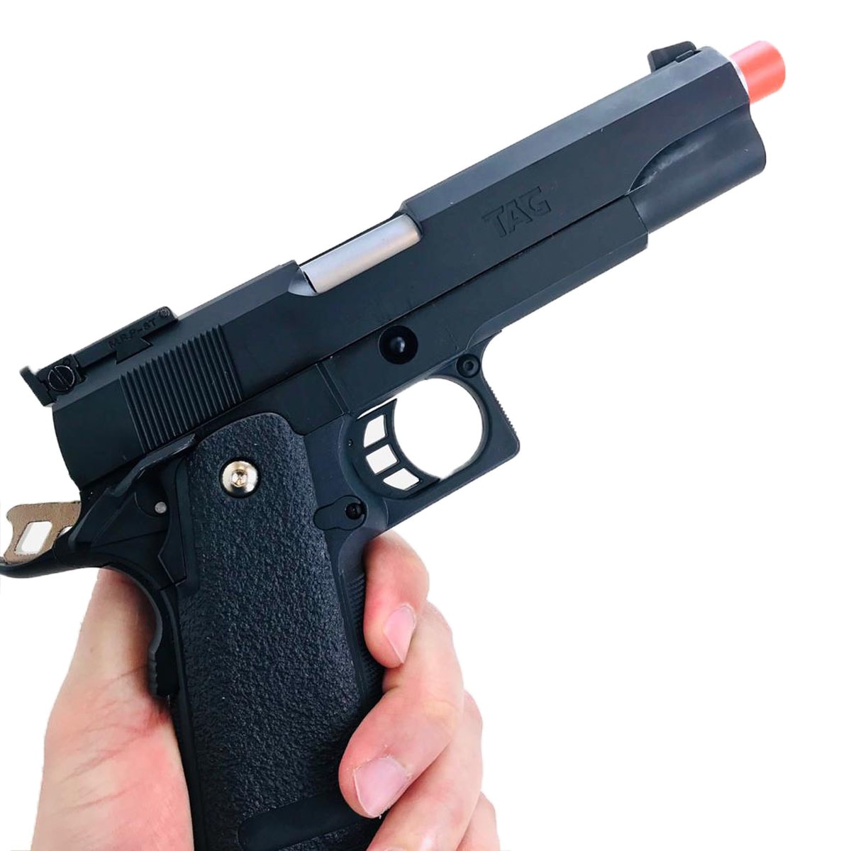 トイガン airsoft Pistola Airsoft GBB 1911 Custer - TAG + Esfera 0,12 + Green Gás +